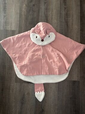 Kids Pink Fox Hooded Poncho Cape